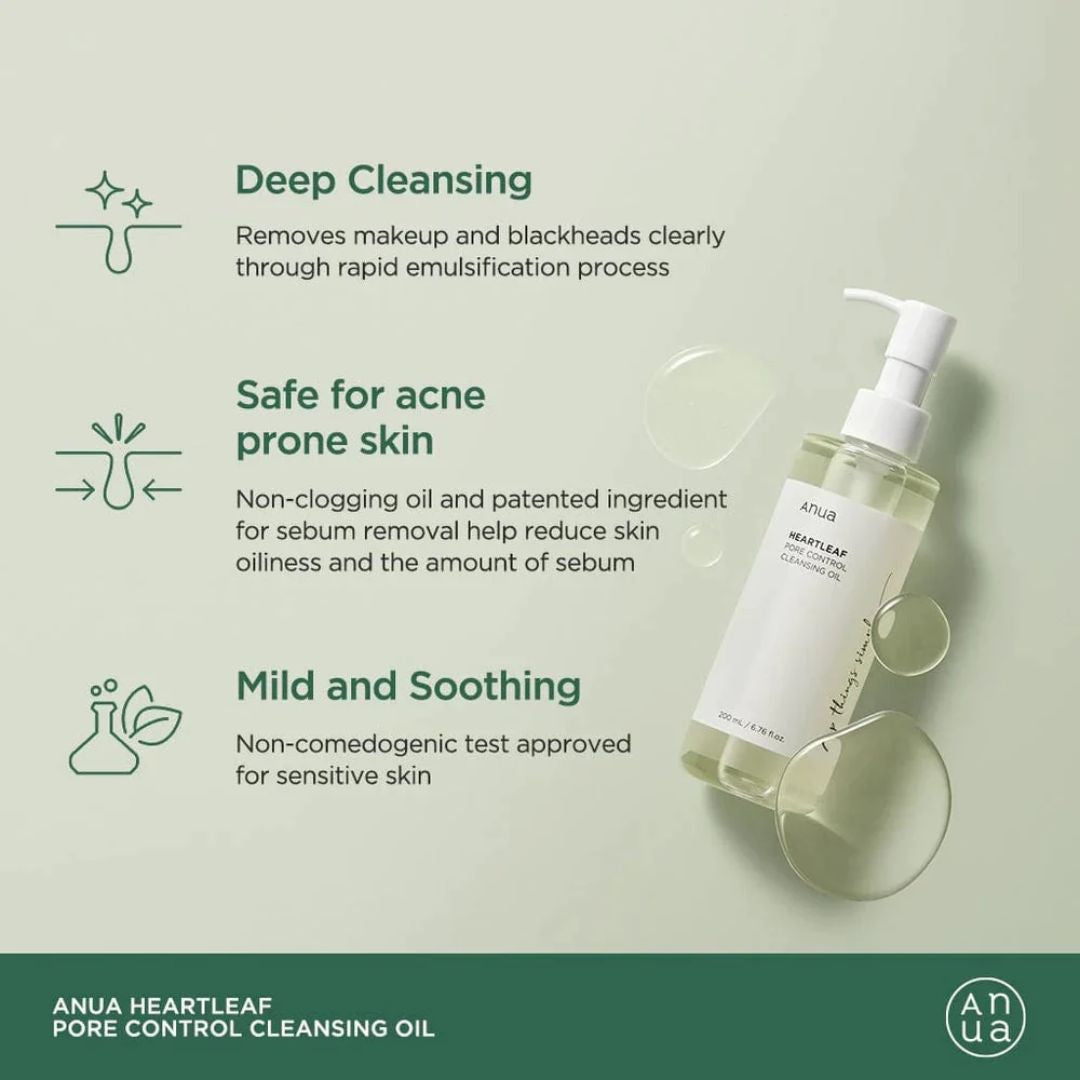 Anua Heartleaf Pore Control Cleansing Oil 200ml Double Set